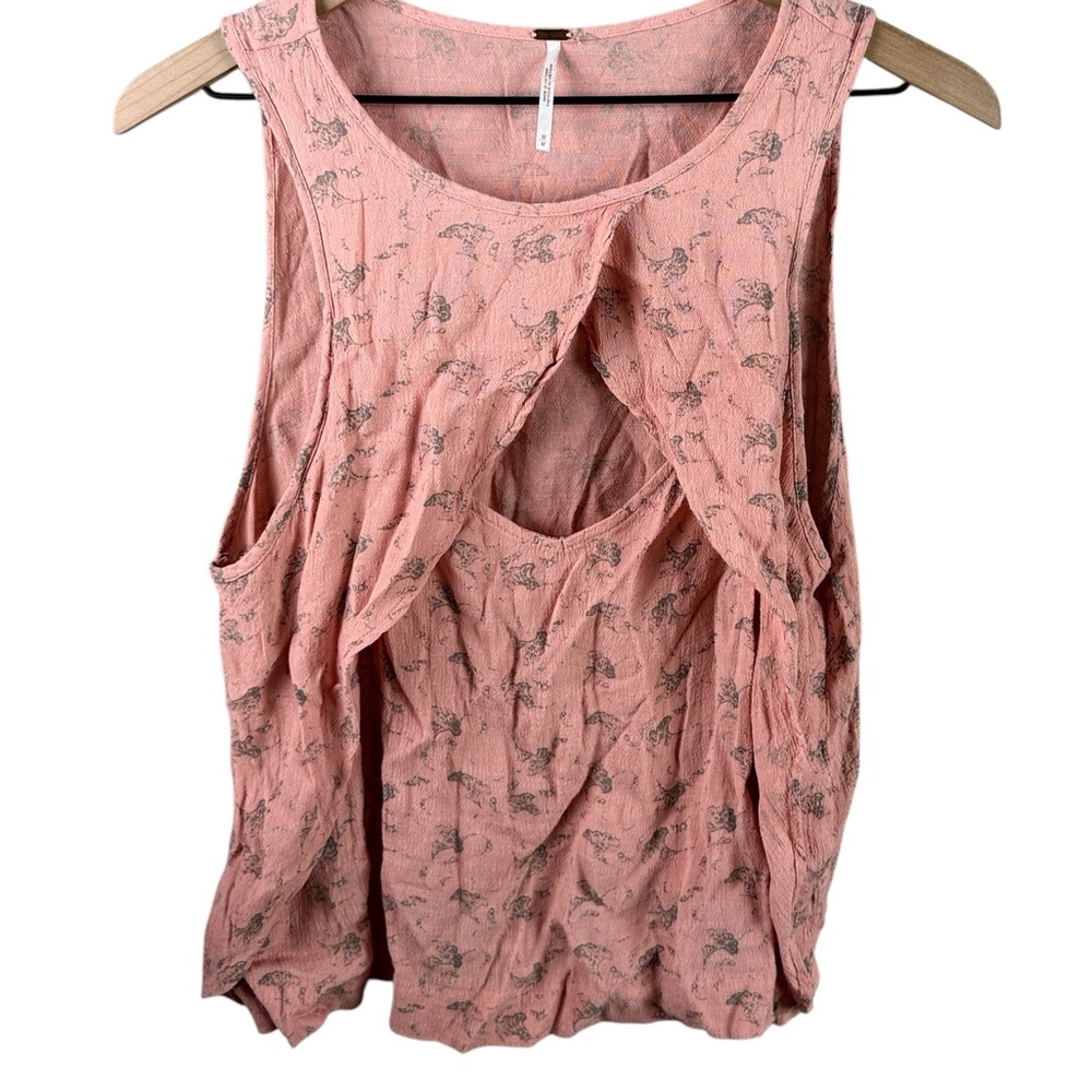 Free People Coral Orange Blouse with Front Cut-Out - Picture 2 of 7